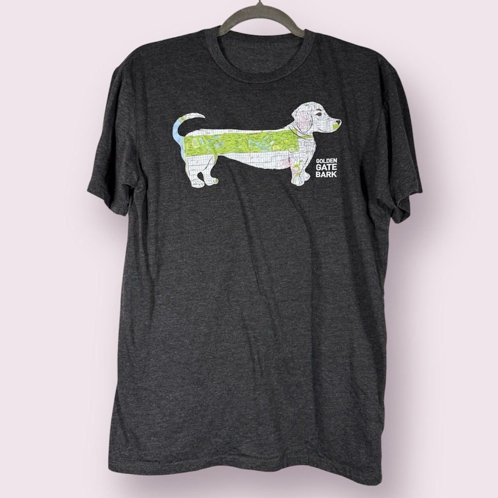 Golden Gate Bark San Francisco Dog Grey Graphic T-Shirt